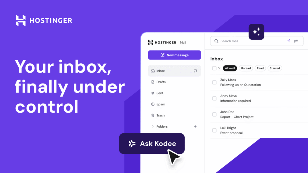 Save 1+ hour a day: The new Hostinger Mail unlocks productivity with AI
