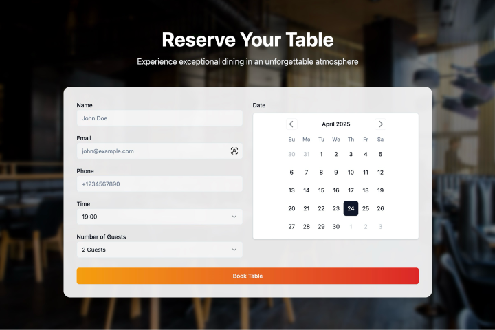 Webapp til restaurantreservationer