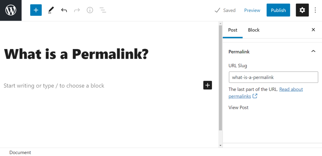 Permalink aanpassen in Gutenberg WordPress editor.