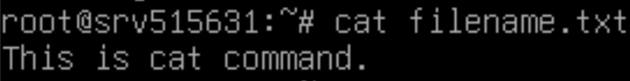 Dit command toont de volledige inhoud van filename.txt in je terminal.
