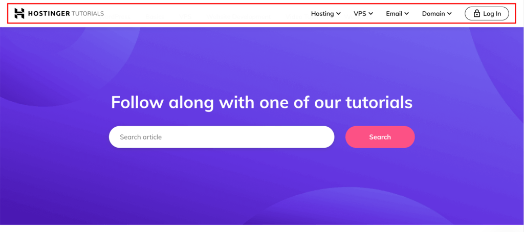 Algemene navigatie Hostinger
