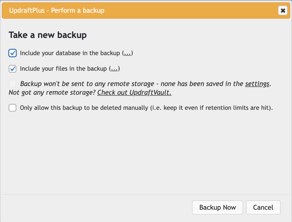 Settings back-up maken