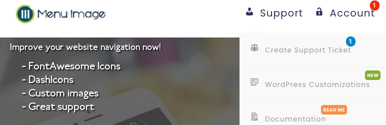 Menu Image plug-in startpagina