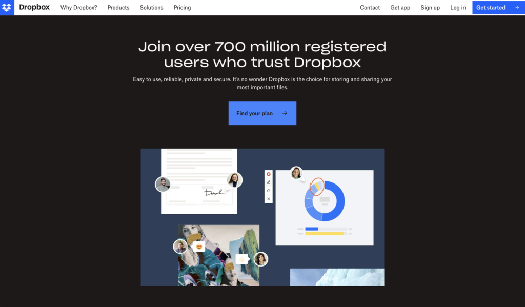 Dropbox startpagina