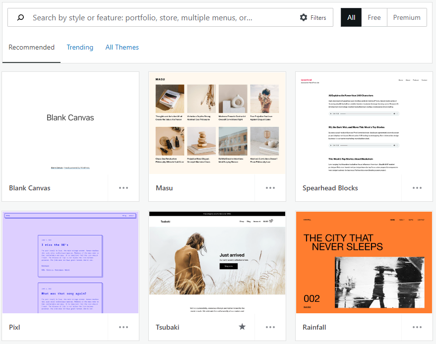 WordPress.com thema's