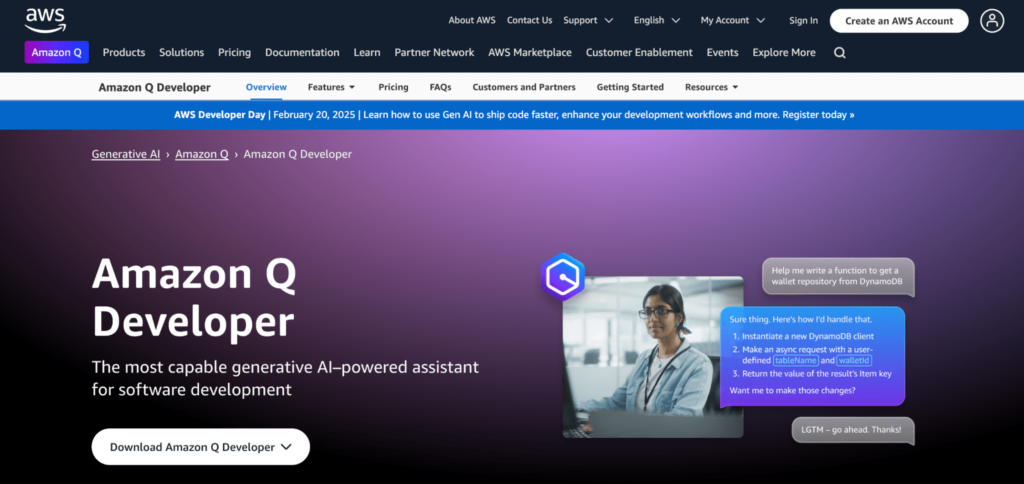 Amazon Q Developer startpagina