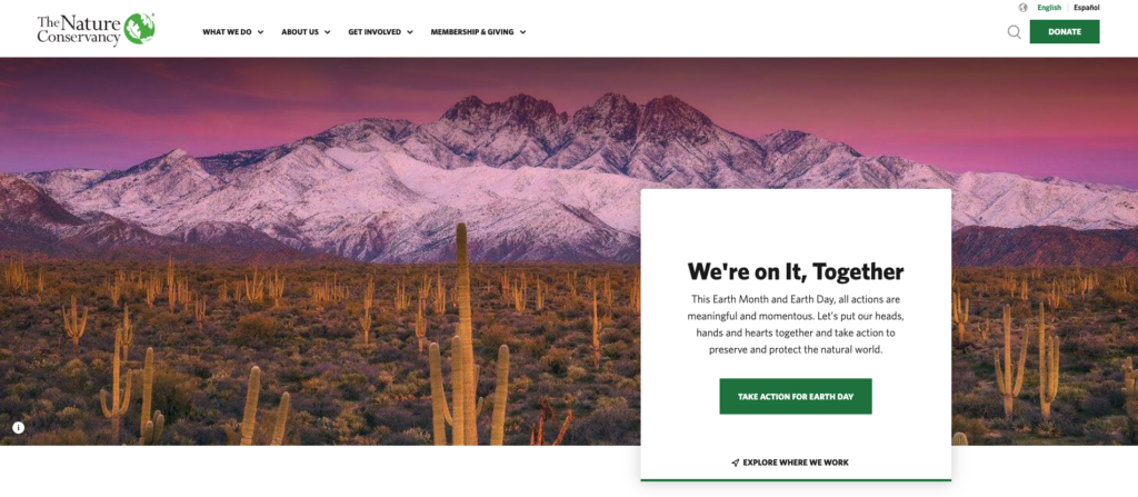 The Nature Conservancy startpagina