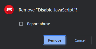 Click Remove to disable the extension