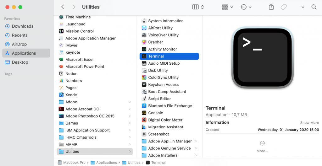 Application Terminal sur Mac