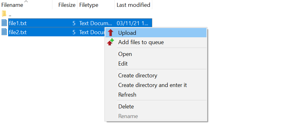 Le bouton Upload vers le serveur web en utilisant FileZilla.