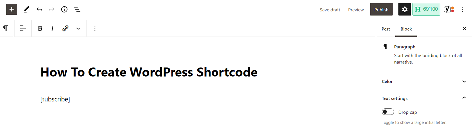 tag [subscribe] no editor do WordPress