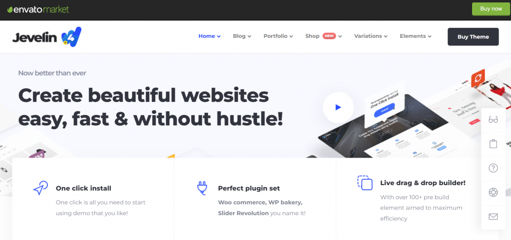 themes-crypto-wordpress La page de prévisualisation de Jevelin, un thème WordPress.