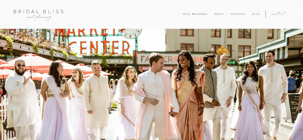 Page d'accueil du site web Bridal Bliss