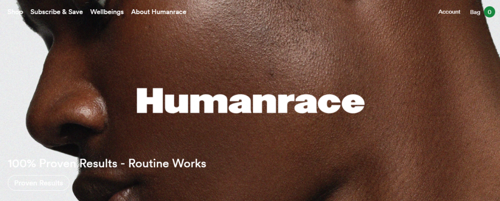 Page d'accueil du site web de Humanrace