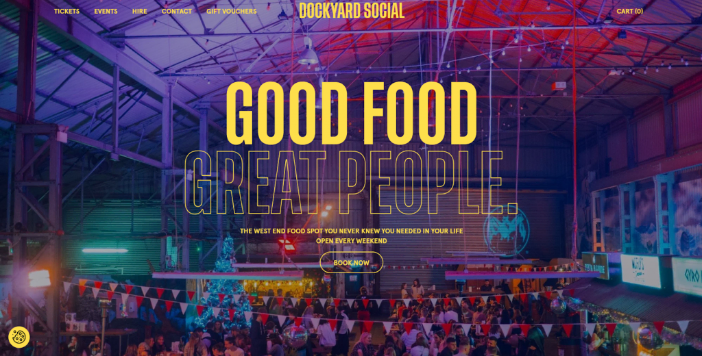 Page d'accueil de The Dockyard Social.