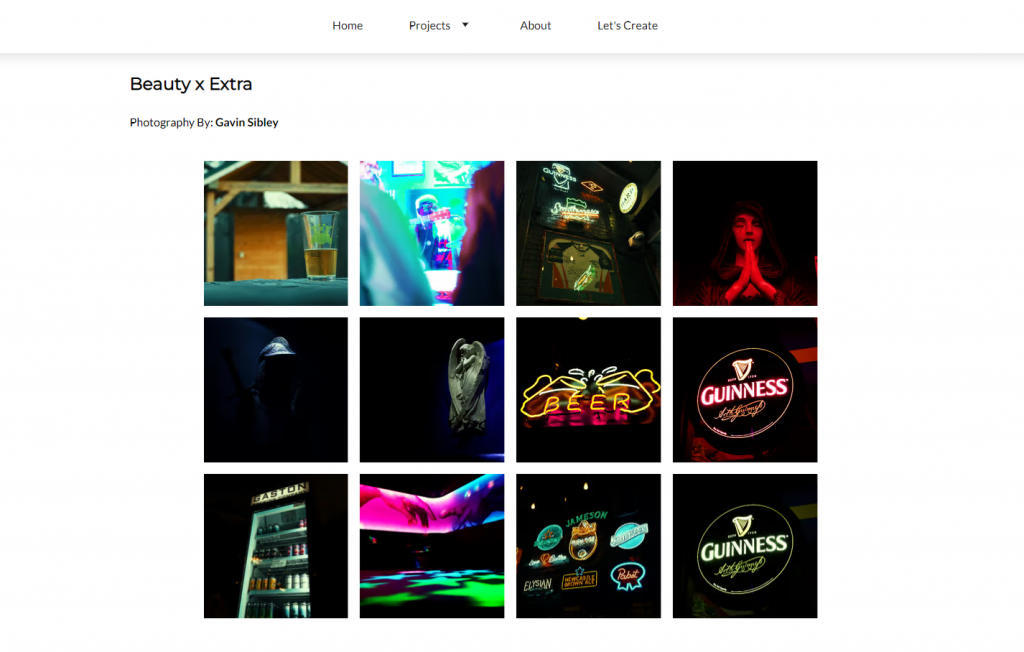 site-photographe Page de projet GX Photos en grille