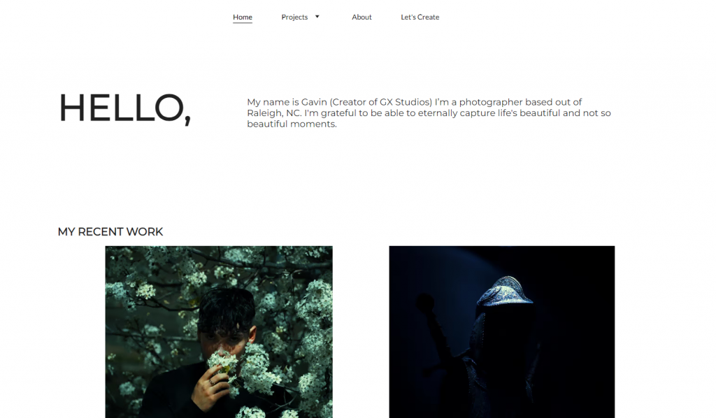 site-photographe Page d'accueil du site web de GX Photos