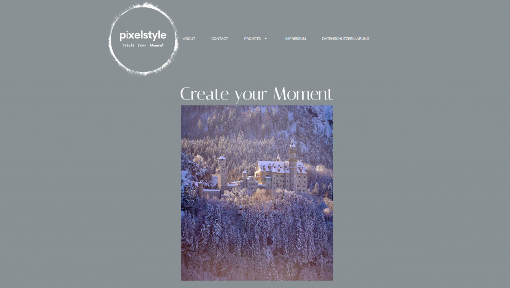 site-photographe Page d'accueil du site Pixel Style