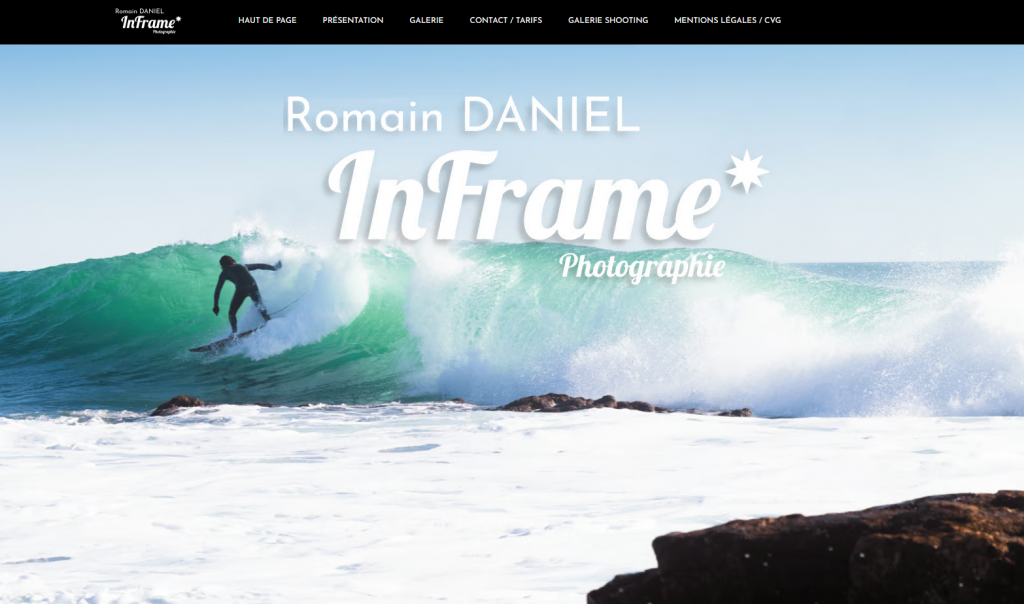 site-photographe Page d'accueil du site photographe Romain Daniel InFrame