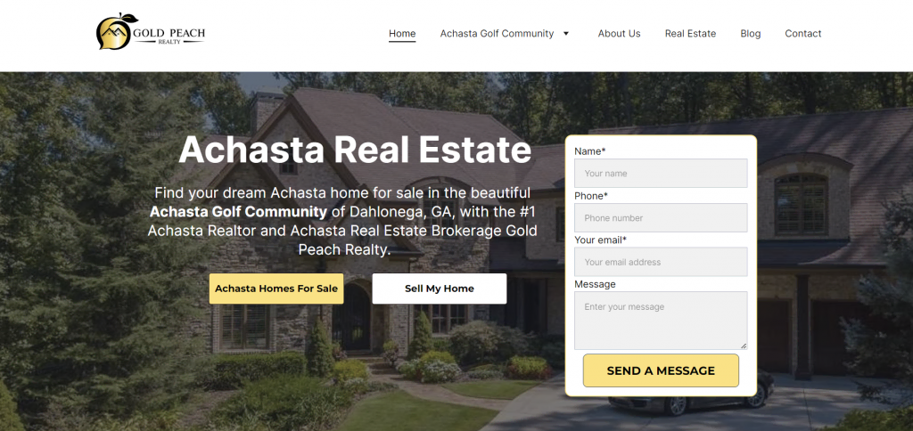 sites-pour-agents-immobiliers La page d'accueil de Gold Peach Realty