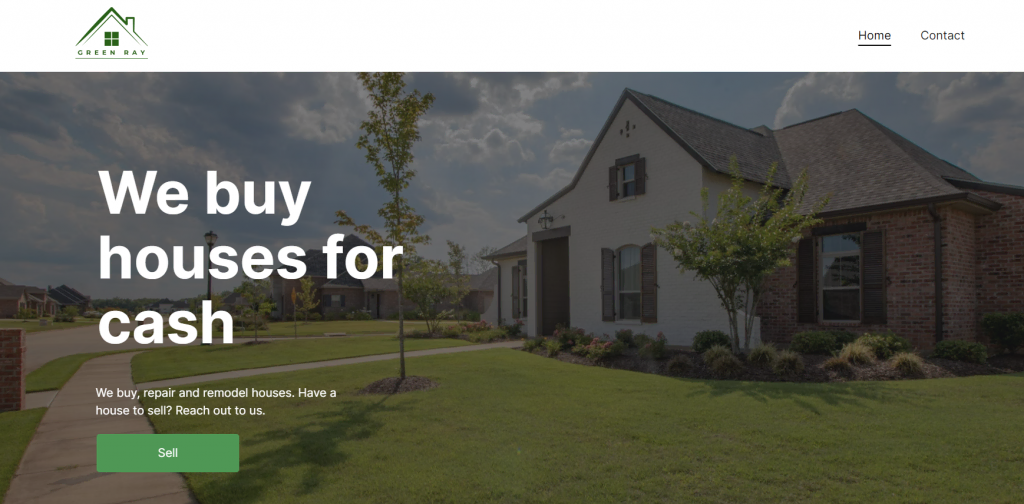 sites-pour-agents-immobiliers La page d'accueil de Green Ray