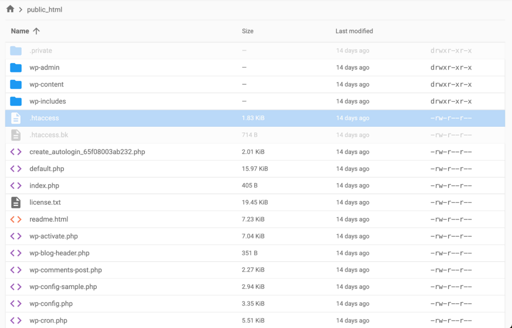 The .htaccess file inside File Manager
