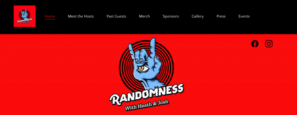 Página de inicio del sitio web del podcast Randomness