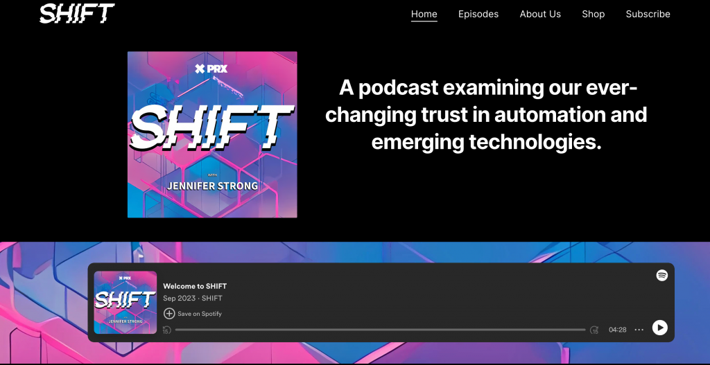 Página de inicio del podcast Shift