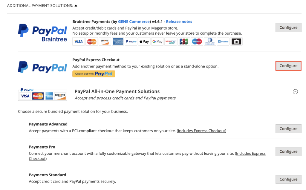 Configuración de PayPal Express Checkout en Magento 2